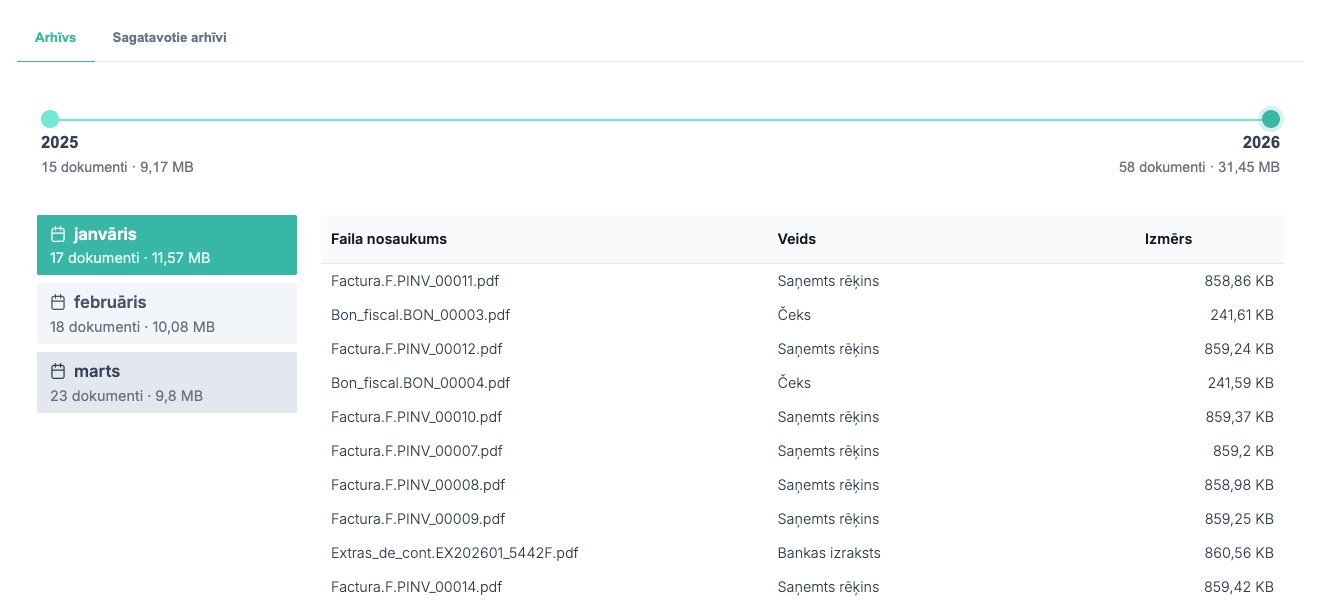 Quanty arhīvs dokumentu apskatei